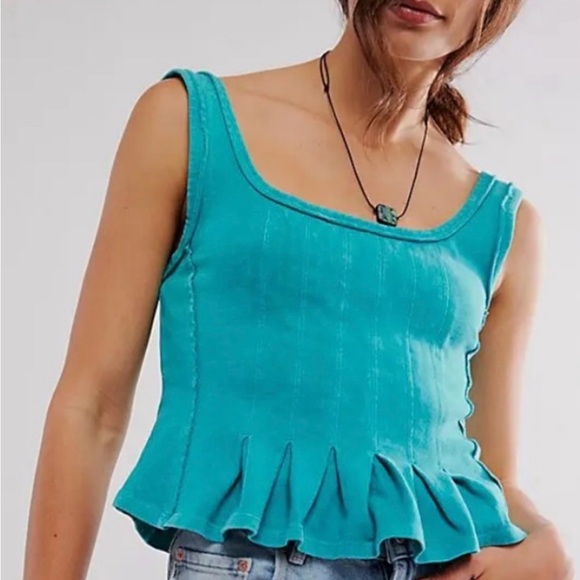 We The Free Tops - Free People Women's Cropped Top Turquoise Size L